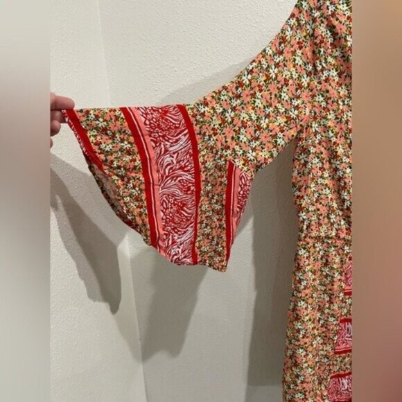 Maaji Caftan Floral Beach Boho Cherry Blossom Dress Swim Cover Feminine Tassel - Picture 3 of 9